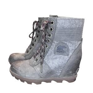 Sorel Joan of Arctic Wedge II Boots Womens Size 7.5 Waterproof‎ Lace Up NL3778
